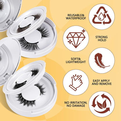 QUEWEL Magnetic Eyelashes 4 Pair Reusable Natural Look Lash Clusters Kit with Applicator – No Glue Needed, Easy to Wear and Remove (Black, 4 Pairs) Avelisse
