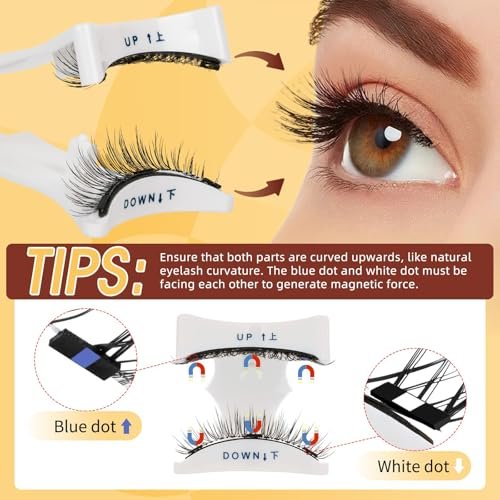 QUEWEL Magnetic Eyelashes 4 Pair Reusable Natural Look Lash Clusters Kit with Applicator – No Glue Needed, Easy to Wear and Remove (Black, 4 Pairs) Avelisse