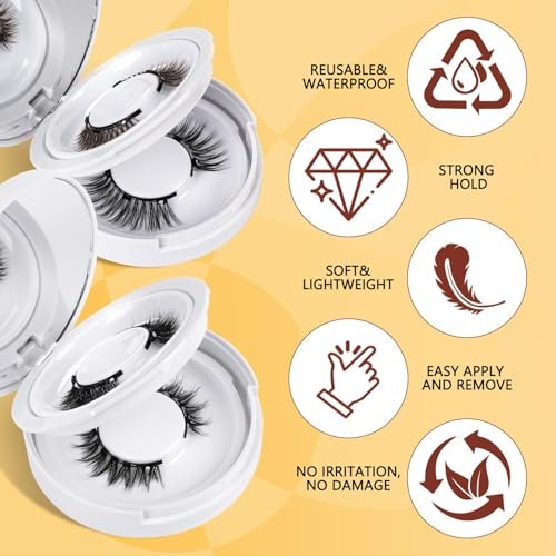 QUEWEL Magnetic Eyelashes 4 Pair Reusable Natural Look Lash Clusters Kit with Applicator – No Glue Needed, Easy to Wear and Remove (Black, 4 Pairs) Avelisse