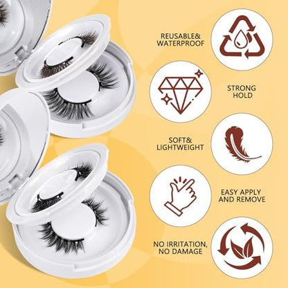 QUEWEL Magnetic Eyelashes 4 Pair Reusable Natural Look Lash Clusters Kit with Applicator – No Glue Needed, Easy to Wear and Remove (Black, 4 Pairs) Avelisse