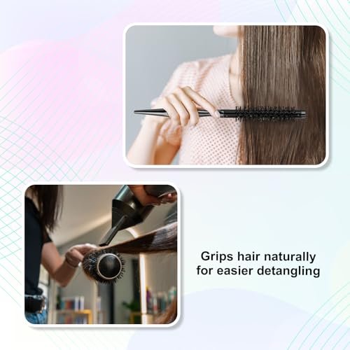 Small Round Hair Brush, Mini Quiff Roller Brush for Blow Drying and Curling 1/2 Inch - Stiff Nylon Bristles, Metal Handle - for Short Fine Hair Women Men - görsel 14