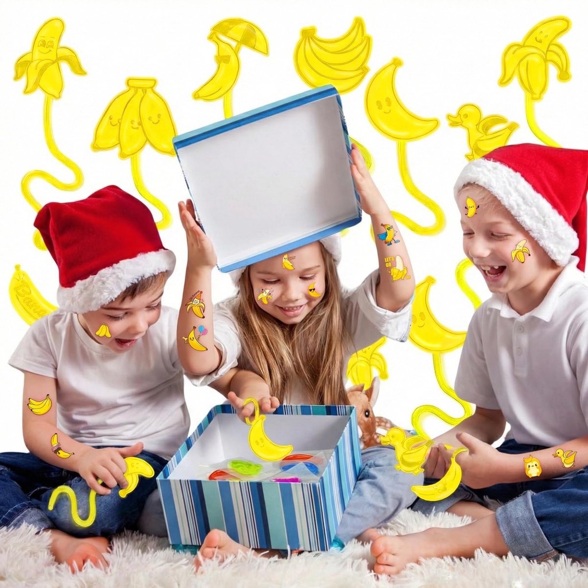 48PCS Banana Party Favors - 24 Temporary Tattoos & 24 Sticky Hands for Kids Birthday Party Supplies, Goodie Bag Stuffers, Classroom Prizes, Treasure Box Toys, Student Gifts - görsel 14