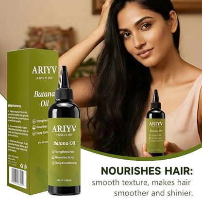 Ariyv Batana Oil for Hair Growth – Natural Batana Oil Prevents Hair Loss, Reduces Breakage, Strengthens Hair, Enhances Thickness for Men & Women (4 Fl Oz) Avelisse