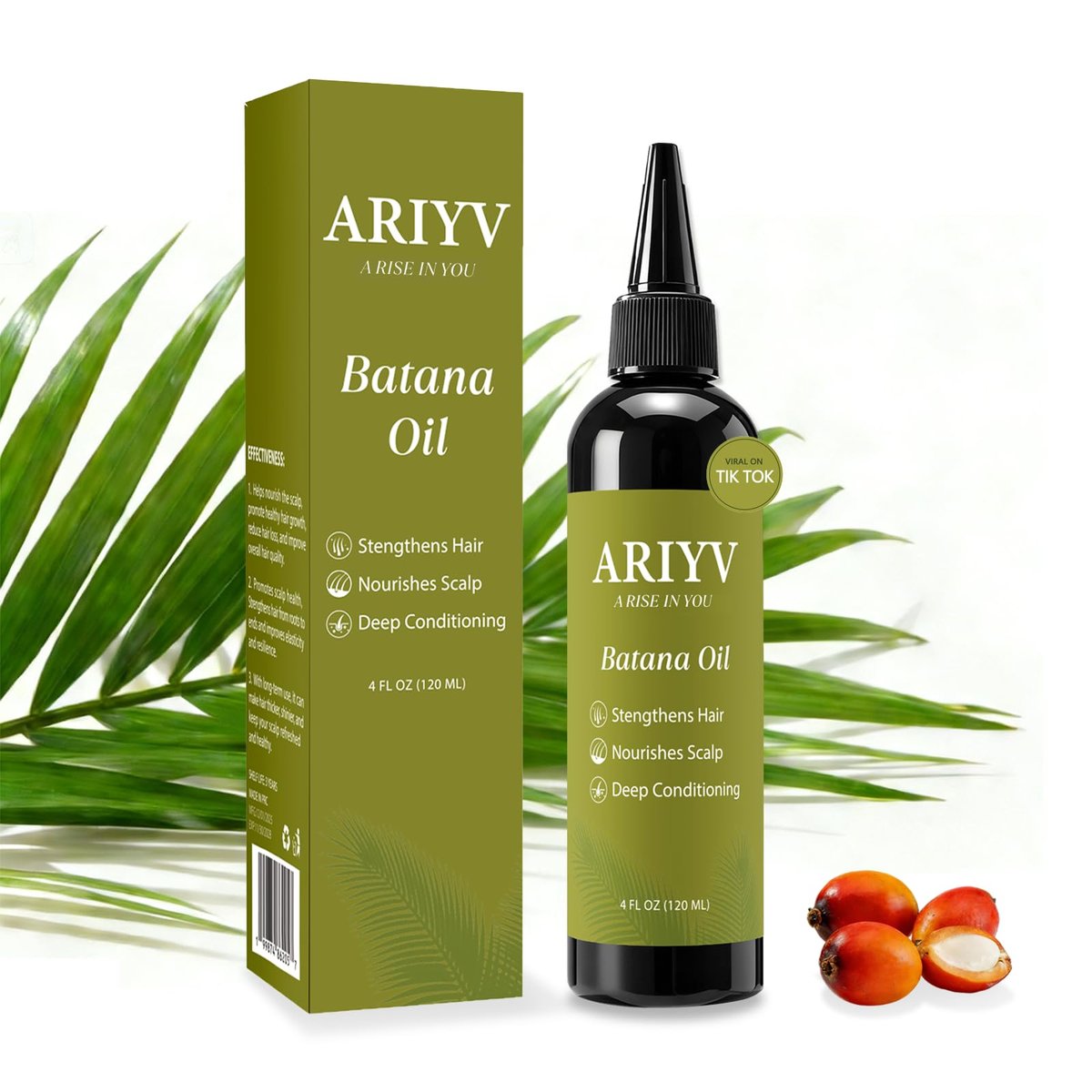 Ariyv Batana Oil for Hair Growth – Natural Batana Oil Prevents Hair Loss, Reduces Breakage, Strengthens Hair, Enhances Thickness for Men & Women (4 Fl Oz) Avelisse
