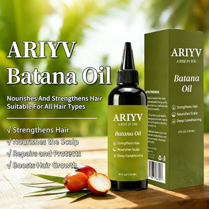 Ariyv Batana Oil for Hair Growth – Natural Batana Oil Prevents Hair Loss, Reduces Breakage, Strengthens Hair, Enhances Thickness for Men & Women (4 Fl Oz) Avelisse