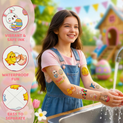 GgXanthyll Easter Temporary Tattoos - 150 PCS Waterproof Non-Candy Party Favors for Kids & Adults Avelisse