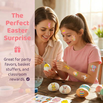 GgXanthyll Easter Temporary Tattoos - 150 PCS Waterproof Non-Candy Party Favors for Kids & Adults Avelisse