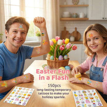 GgXanthyll Easter Temporary Tattoos - 150 PCS Waterproof Non-Candy Party Favors for Kids & Adults Avelisse