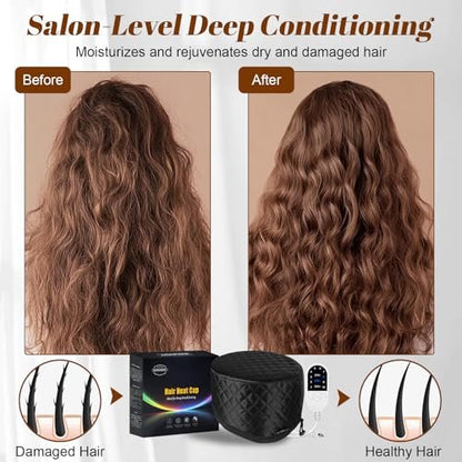 Hair Steamer for Deep Conditioning: Heat Cap with 118" Power Cord, 10-Level Fast Heating & 3 Timer Settings for Natural Black Hair - Thermal Steam Cap for Deep Conditioner Treatments Avelisse
