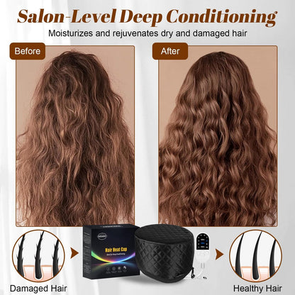 Hair Steamer for Deep Conditioning: Heat Cap with 118" Power Cord, 10-Level Fast Heating & 3 Timer Settings for Natural Black Hair - Thermal Steam Cap for Deep Conditioner Treatments Avelisse