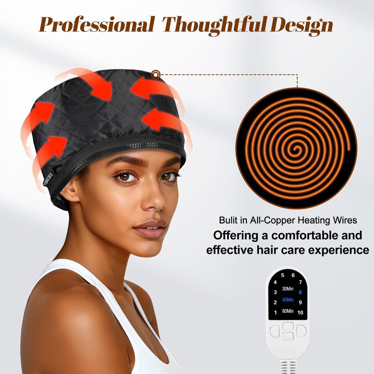 Hair Steamer for Deep Conditioning: Heat Cap with 118" Power Cord, 10-Level Fast Heating & 3 Timer Settings for Natural Black Hair - Thermal Steam Cap for Deep Conditioner Treatments Avelisse