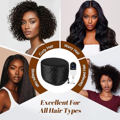 Hair Steamer for Deep Conditioning: Heat Cap with 118" Power Cord, 10-Level Fast Heating & 3 Timer Settings for Natural Black Hair - Thermal Steam Cap for Deep Conditioner Treatments Avelisse