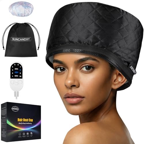 Hair Steamer for Deep Conditioning: Heat Cap with 118" Power Cord, 10-Level Fast Heating & 3 Timer Settings for Natural Black Hair - Thermal Steam Cap for Deep Conditioner Treatments Avelisse