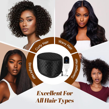 Hair Steamer for Deep Conditioning: Heat Cap with 118" Power Cord, 10-Level Fast Heating & 3 Timer Settings for Natural Black Hair - Thermal Steam Cap for Deep Conditioner Treatments Avelisse