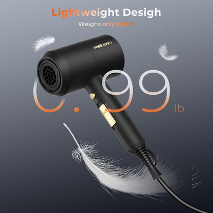 SHRATE Ionic Hair Dryer with Diffuser – Professional Blow Dryer for Curly, Frizzy & All Hair Types, Low Noise, Compact & Portable for Home, Travel, Women & Men Avelisse