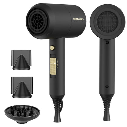 SHRATE Ionic Hair Dryer with Diffuser – Professional Blow Dryer for Curly, Frizzy & All Hair Types, Low Noise, Compact & Portable for Home, Travel, Women & Men Avelisse