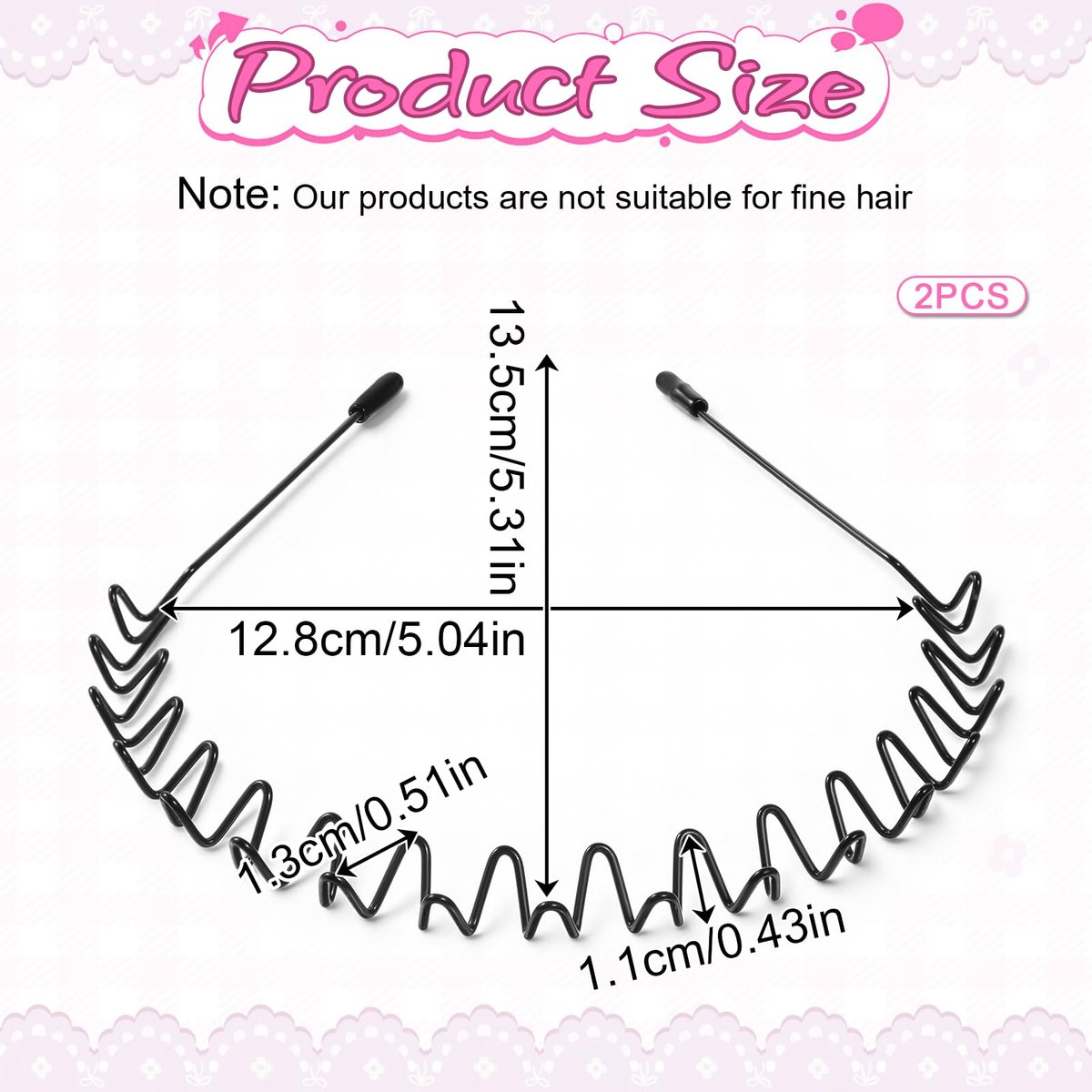 Xyembu 2-Pack Metal Hair Bands – Non-Slip Wave Headbands for Men & Women, Black - görsel 3