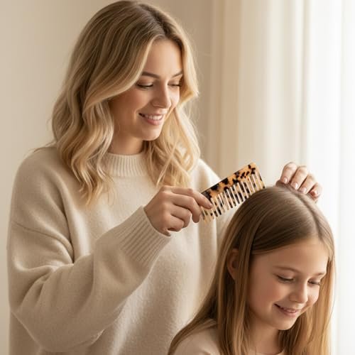 3 Pcs Wide Tooth Hair Detangling Combs – Cellulose Acetate, Anti-Static, Gentle on Thick & Curly Hair (Deep Tortoise, Light Tortoise & Multicolor) - görsel 4