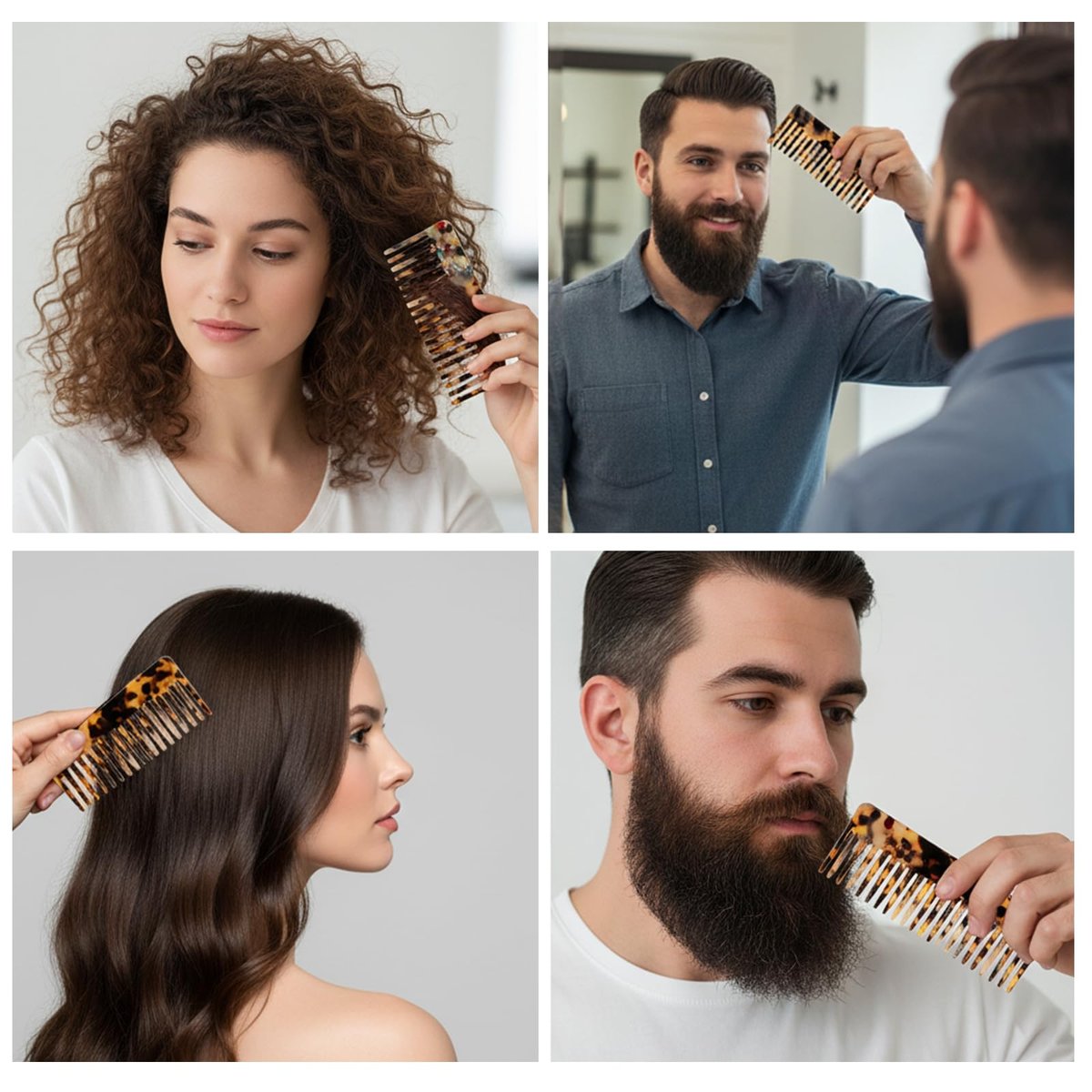 3 Pcs Wide Tooth Hair Detangling Combs – Cellulose Acetate, Anti-Static, Gentle on Thick & Curly Hair (Deep Tortoise, Light Tortoise & Multicolor) - görsel 11