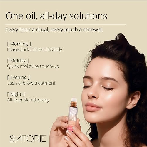 SATORIE 2-Pack Organic Castor Oil with Rose Quartz Rollerball - USDA Certified 100% Castor Oil Roll-on for Face, Under Eyes, Brows & Lashes; Deep Moisture, Soothing, Promotes Hair Growth Avelisse