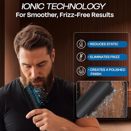 HUMMINGBIRD MK18 BeardBoss Cordless Beard Straightener for Men – Heated Beard Brush & Hot Comb, 5 Temp Settings, Anti-Scald Portable Hair Straightener, PTC Ceramic Heat, Infrared & Ionic, Travel Case Avelisse
