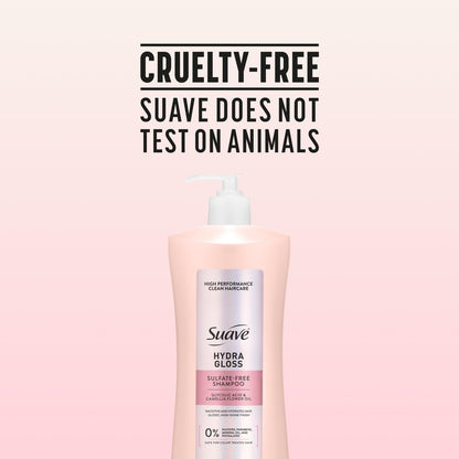 Suave Hydra Gloss Sulfate Free Shampoo with Glycolic Acid & Camellia Flower Oil - Hydrated, Smooth, Glossy Shine, 4 Count, 28 Fl Oz Avelisse