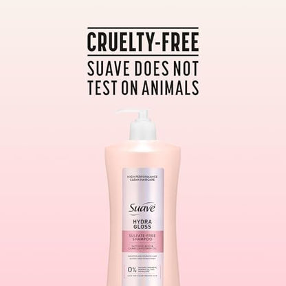 Suave Hydra Gloss Sulfate Free Shampoo with Glycolic Acid & Camellia Flower Oil - Hydrated, Smooth, Glossy Shine, 4 Count, 28 Fl Oz Avelisse