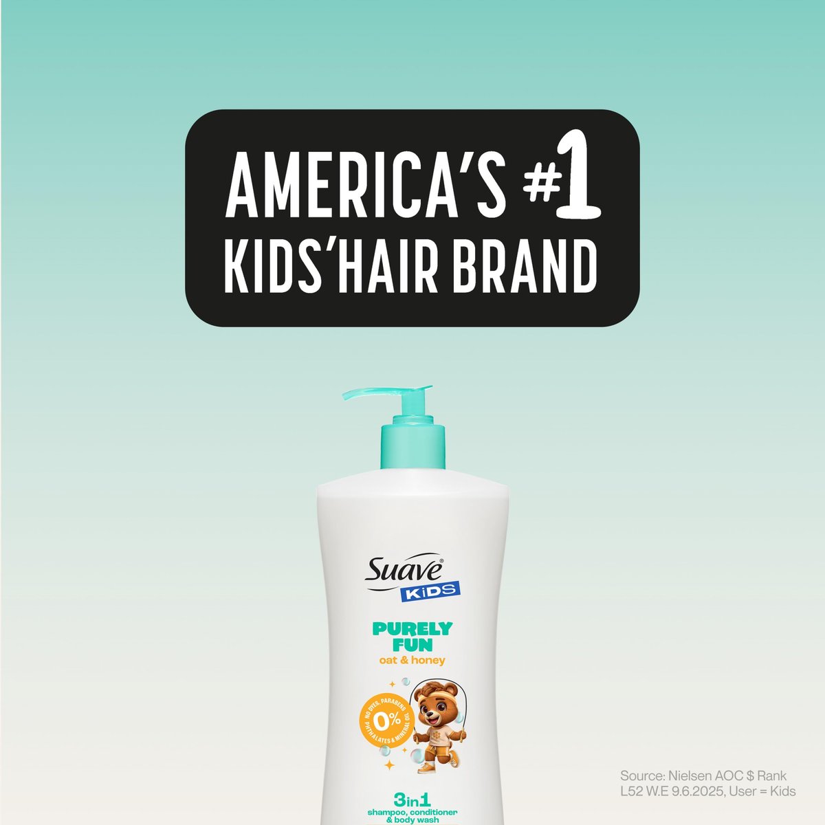 Suave Kids Purely Fun 3 in 1 Shampoo, Conditioner & Body Wash with Oat & Honey, Tear-Free, Hypoallergenic, 4 Count (28 FL OZ Each) Avelisse