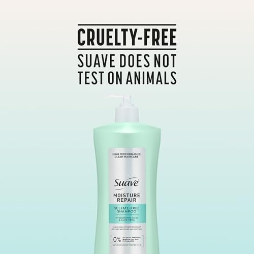 Suave Moisture Repair Sulfate-Free Shampoo with Hyaluronic Acid & Aloe Vera - Hydrates & Restores Dry, Damaged Hair, 4 Count (28 Fl Oz Each) Avelisse