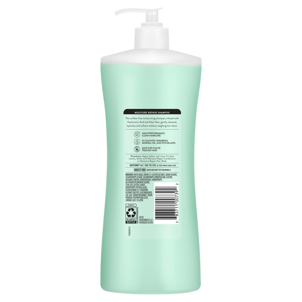 Suave Moisture Repair Sulfate-Free Shampoo with Hyaluronic Acid & Aloe Vera - Hydrates & Restores Dry, Damaged Hair, 4 Count (28 Fl Oz Each) Avelisse