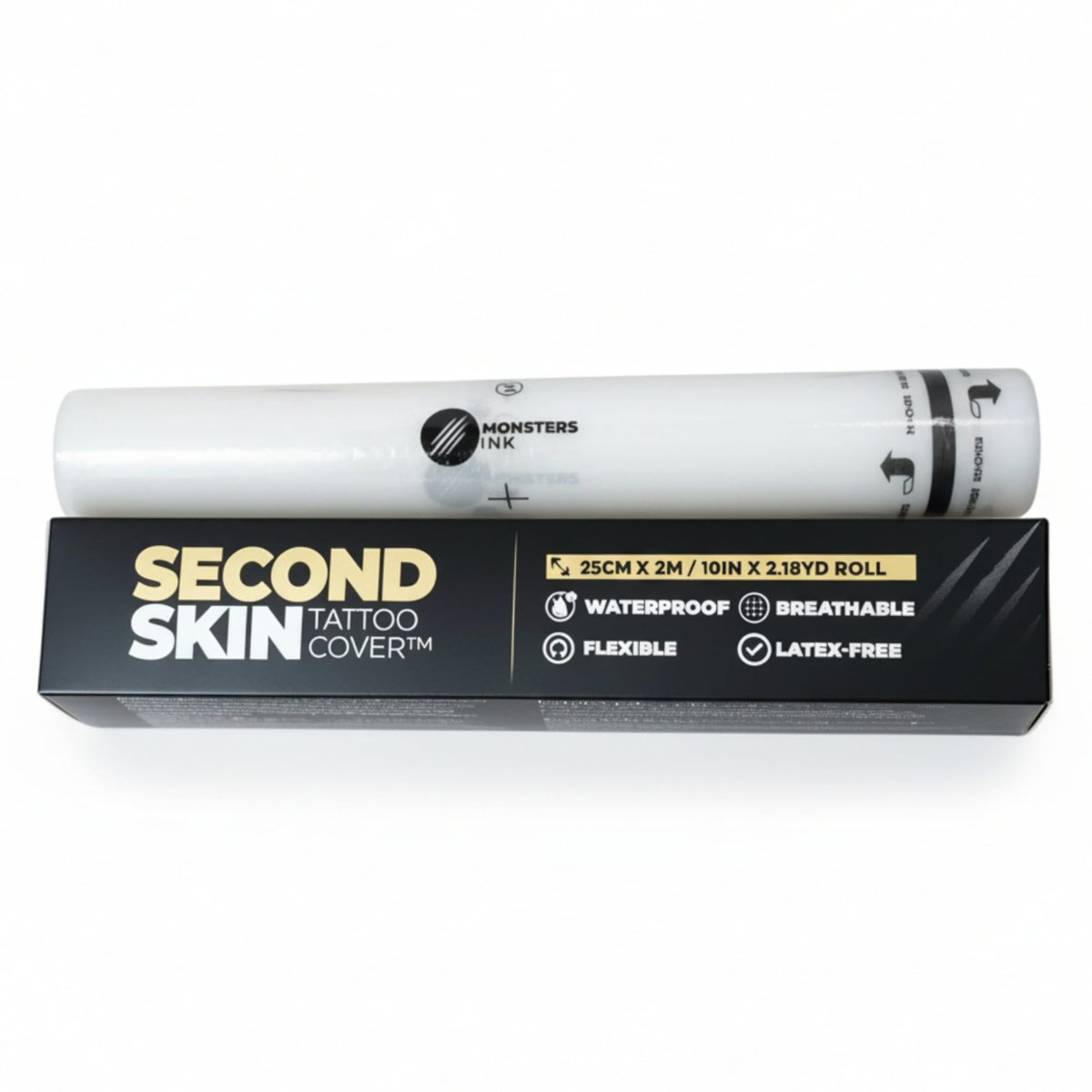 2.18 yd Second Skin Tattoo Cover Roll – 10 in x 2.18 yd Tattoo Bandage Film, Clear Waterproof Wrap for New Tattoos, Adhesive Aftercare Cover with Matte Surface Avelisse