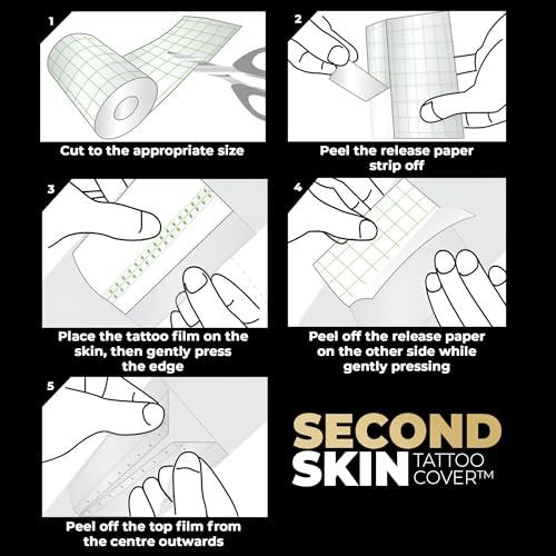 2.18 yd Second Skin Tattoo Cover Roll – 10 in x 2.18 yd Tattoo Bandage Film, Clear Waterproof Wrap for New Tattoos, Adhesive Aftercare Cover with Matte Surface Avelisse