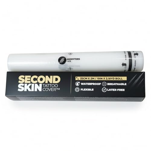 2.18 yd Second Skin Tattoo Cover Roll – 10 in x 2.18 yd Tattoo Bandage Film, Clear Waterproof Wrap for New Tattoos, Adhesive Aftercare Cover with Matte Surface Avelisse