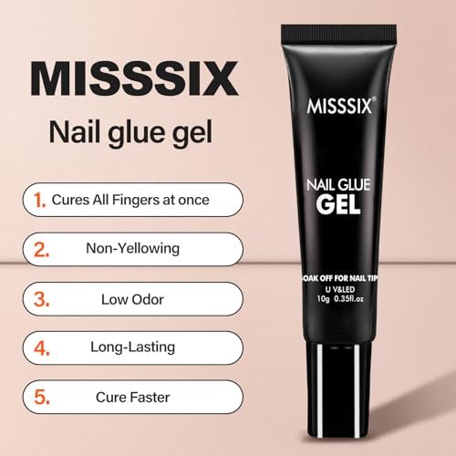 Misssix 504Pcs Short Almond Gel x Nail Tips Kit with Pre-Etched Clear Fake Nails, 9-in-1 Gel Glue & Mini UV Lamp, 12 Sizes for Women - görsel 8