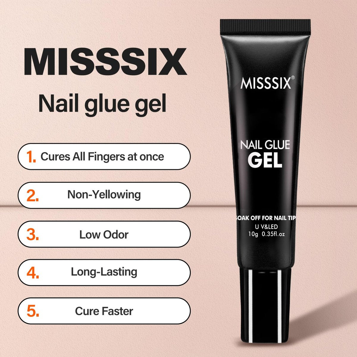 Misssix 504Pcs Short Almond Gel x Nail Tips Kit with Pre-Etched Clear Fake Nails, 9-in-1 Gel Glue & Mini UV Lamp, 12 Sizes for Women - görsel 7