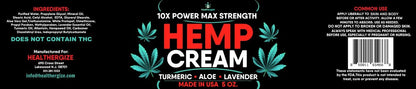Healthergize Hemp Cream Smooth Skin - Full Body Hemp Lotion with Lavender, Aloe & Turmeric - 5 Oz. Avelisse