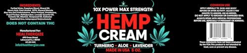 Healthergize Hemp Cream Smooth Skin - Full Body Hemp Lotion with Lavender, Aloe & Turmeric - 5 Oz. Avelisse