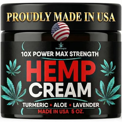 Healthergize Hemp Cream Smooth Skin - Full Body Hemp Lotion with Lavender, Aloe & Turmeric - 5 Oz. Avelisse