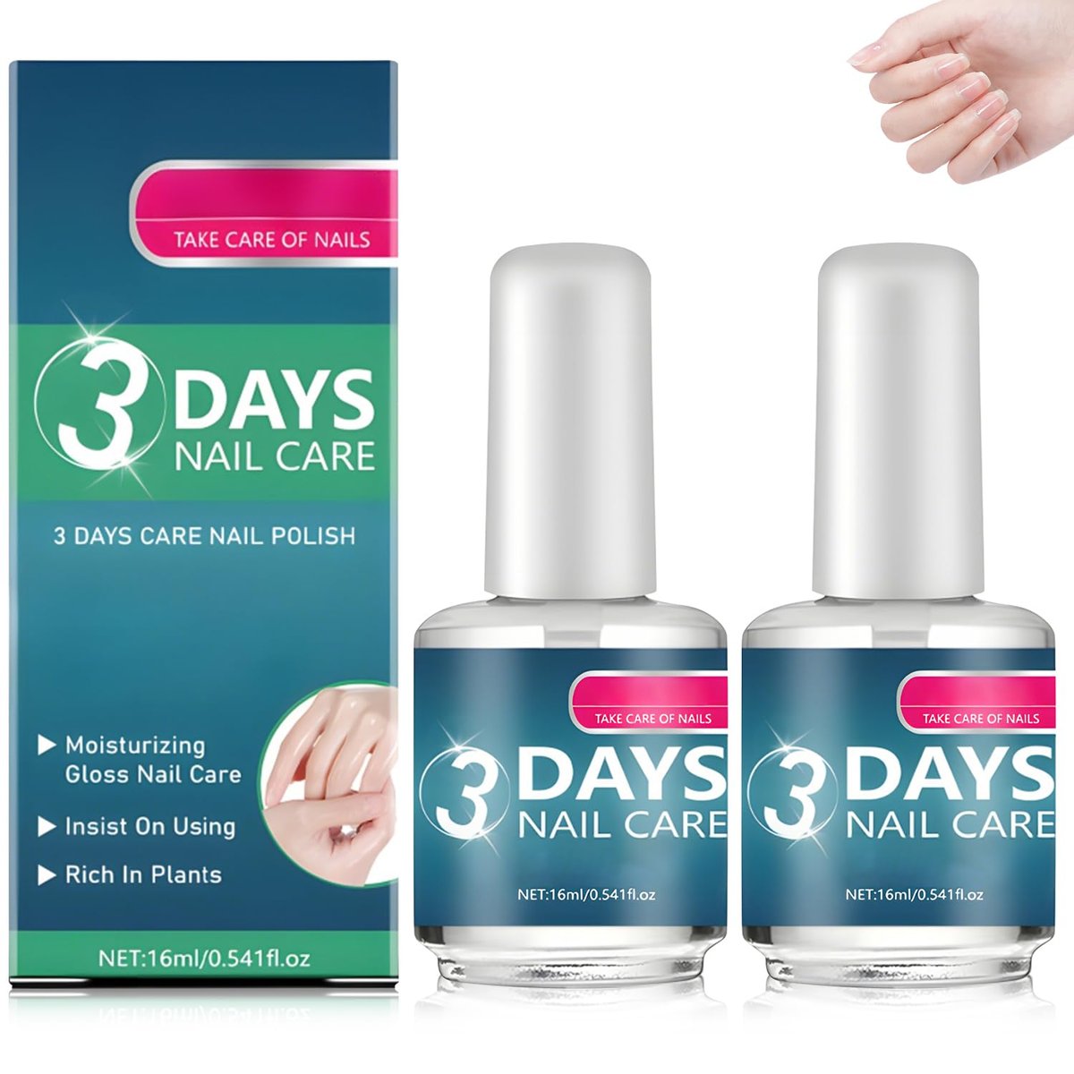 Keratin Amino Acid Nail Care Treatment - Strengthening & Hydrating Serum for Dry, Weak & Fragile Nails - 16ml (2-Pack) - görsel 1