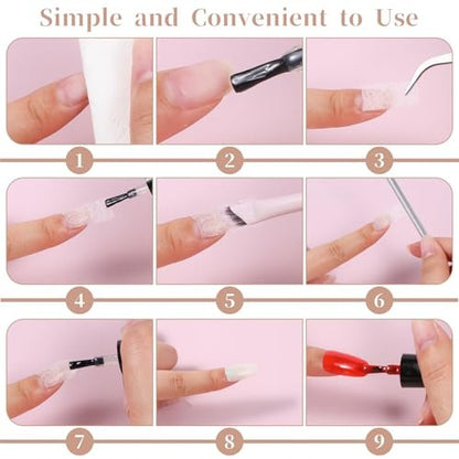 YBEATY 100 PCS Fiberglass Silk Nail Extension Wrap Kit with Tweezers - Nail Repair & Reinforce for Home Salon