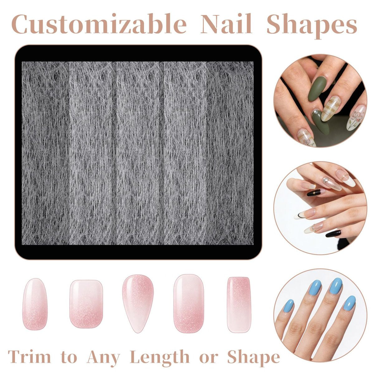 YBEATY 100 PCS Fiberglass Silk Nail Extension Wrap Kit with Tweezers - Nail Repair & Reinforce for Home Salon - görsel 9