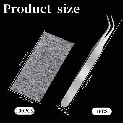 YBEATY 100 PCS Fiberglass Silk Nail Extension Wrap Kit with Tweezers - Nail Repair & Reinforce for Home Salon