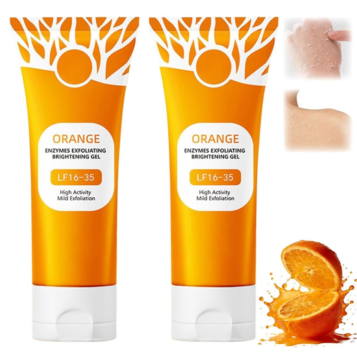 2Pcs Orange Exfoliating Gel Scrub for Face & Body - Deep Pore Cleansing Exfoliant to Remove Blackheads, Moisturizing & Gentle for All Skin Types Avelisse