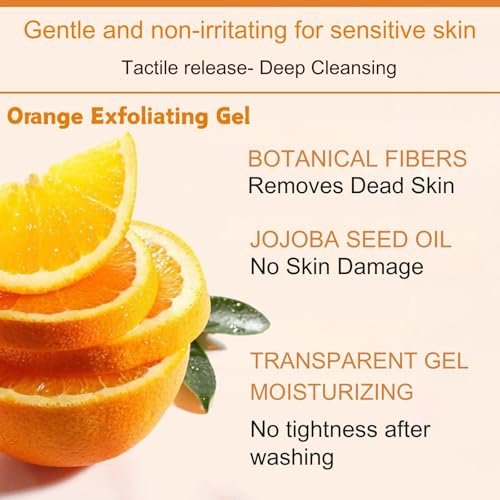 2Pcs Orange Exfoliating Gel Scrub for Face & Body - Deep Pore Cleansing Exfoliant to Remove Blackheads, Moisturizing & Gentle for All Skin Types Avelisse