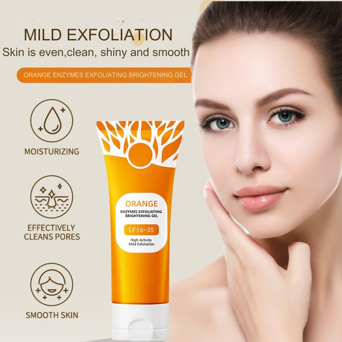 2Pcs Orange Exfoliating Gel Scrub for Face & Body - Deep Pore Cleansing Exfoliant to Remove Blackheads, Moisturizing & Gentle for All Skin Types Avelisse