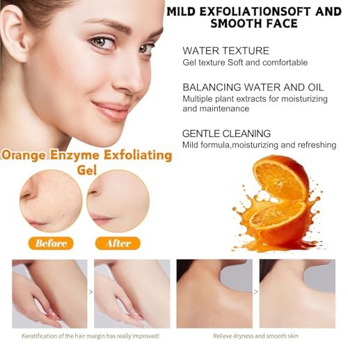 2Pcs Orange Exfoliating Gel Scrub for Face & Body - Deep Pore Cleansing Exfoliant to Remove Blackheads, Moisturizing & Gentle for All Skin Types Avelisse