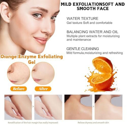 2Pcs Orange Exfoliating Gel Scrub for Face & Body - Deep Pore Cleansing Exfoliant to Remove Blackheads, Moisturizing & Gentle for All Skin Types Avelisse