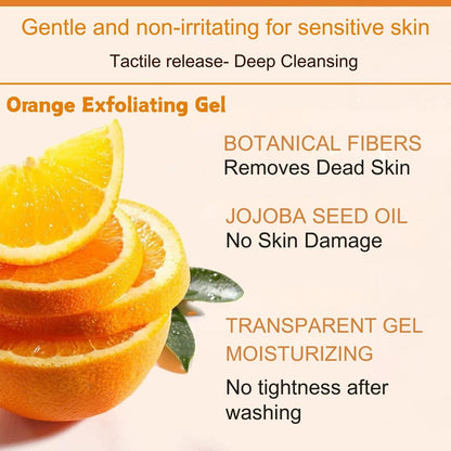2Pcs Orange Exfoliating Gel Scrub for Face & Body - Deep Pore Cleansing Exfoliant to Remove Blackheads, Moisturizing & Gentle for All Skin Types Avelisse