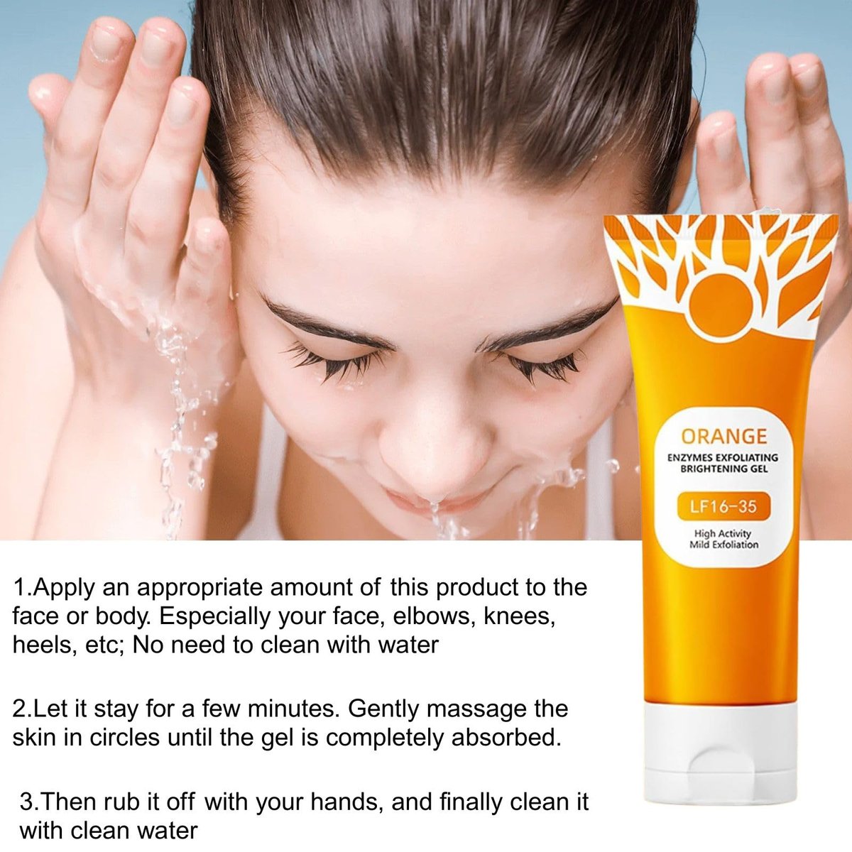 2Pcs Orange Exfoliating Gel Scrub for Face & Body - Deep Pore Cleansing Exfoliant to Remove Blackheads, Moisturizing & Gentle for All Skin Types Avelisse