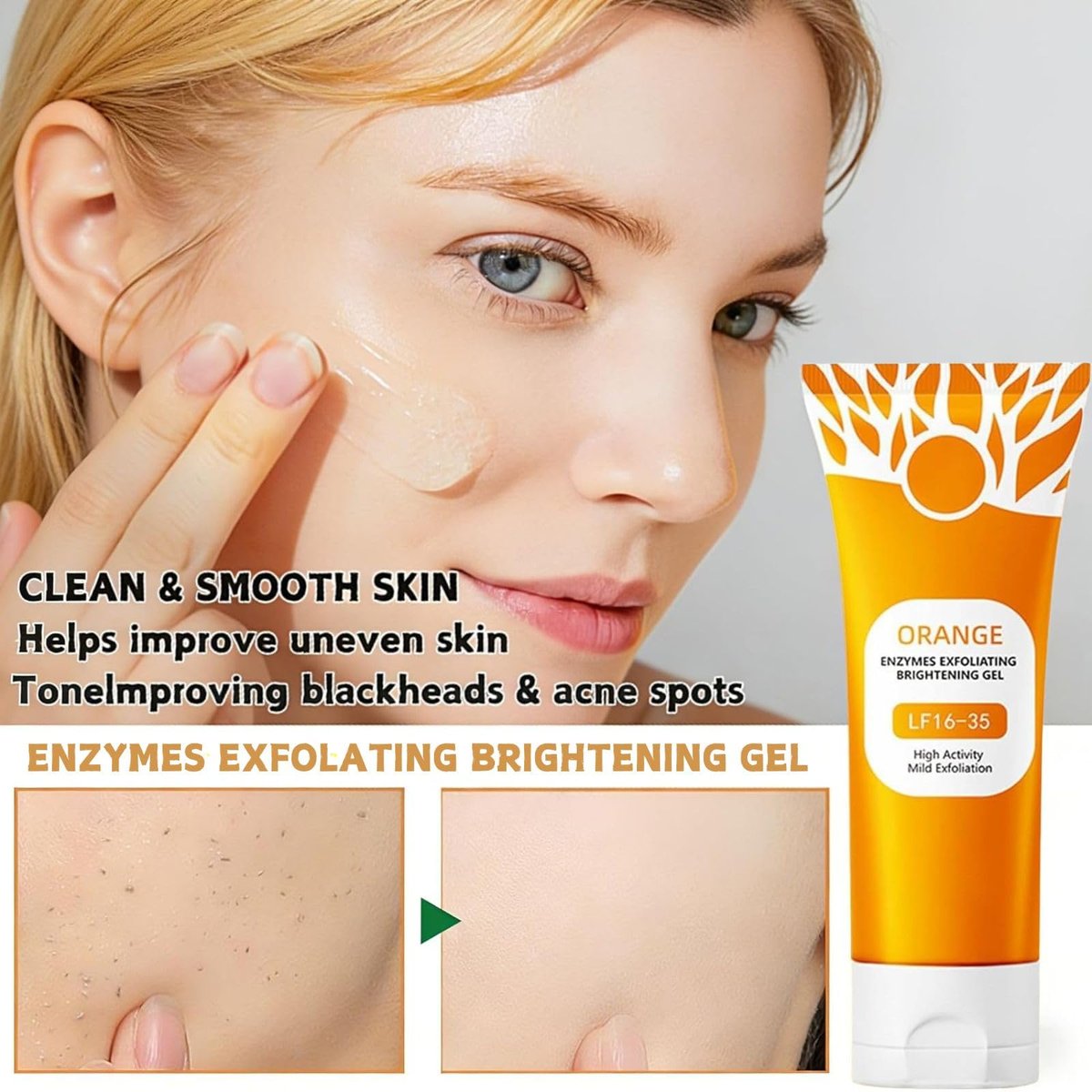 2Pcs Orange Exfoliating Gel Scrub for Face & Body - Deep Pore Cleansing Exfoliant to Remove Blackheads, Moisturizing & Gentle for All Skin Types Avelisse